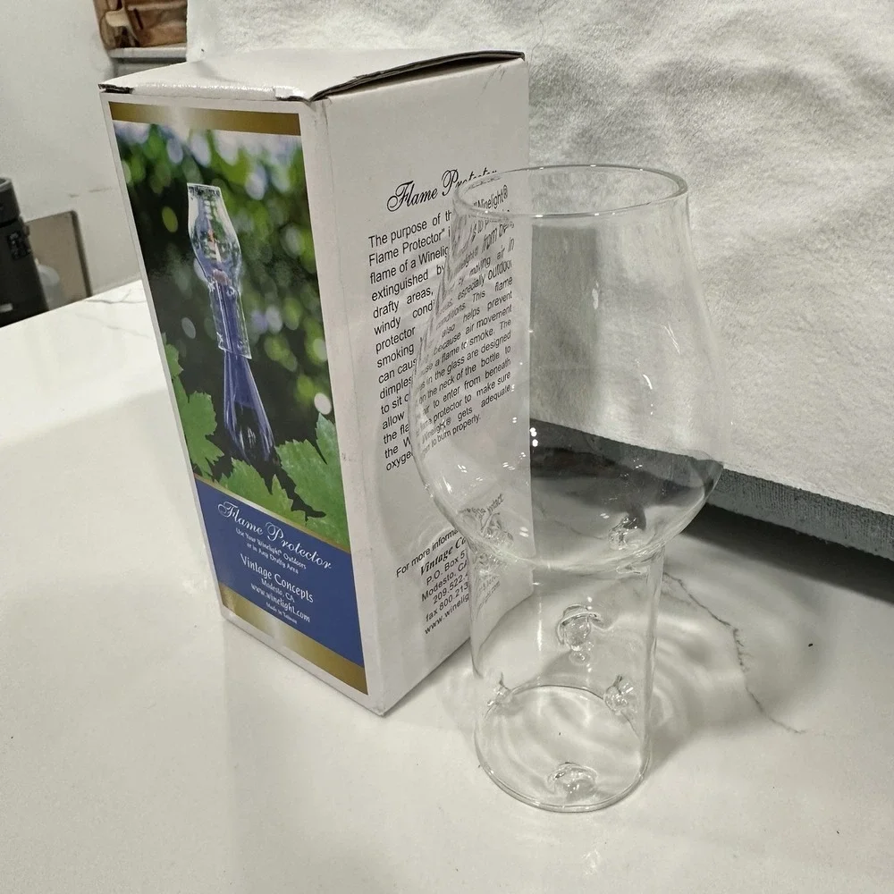 Winelight Flame Protector by Vintage‎ Concepts Clear NEW